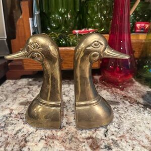 Elegant Brass Duck Bookends